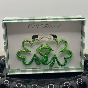 Betsey Johnson St Patrick’s Day Green Shamrock Earrings